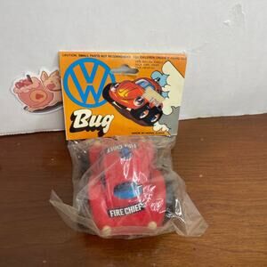 Vintage VW Bug Volkswagen Plastic Toy Car Hong Kong Fire Chief Red